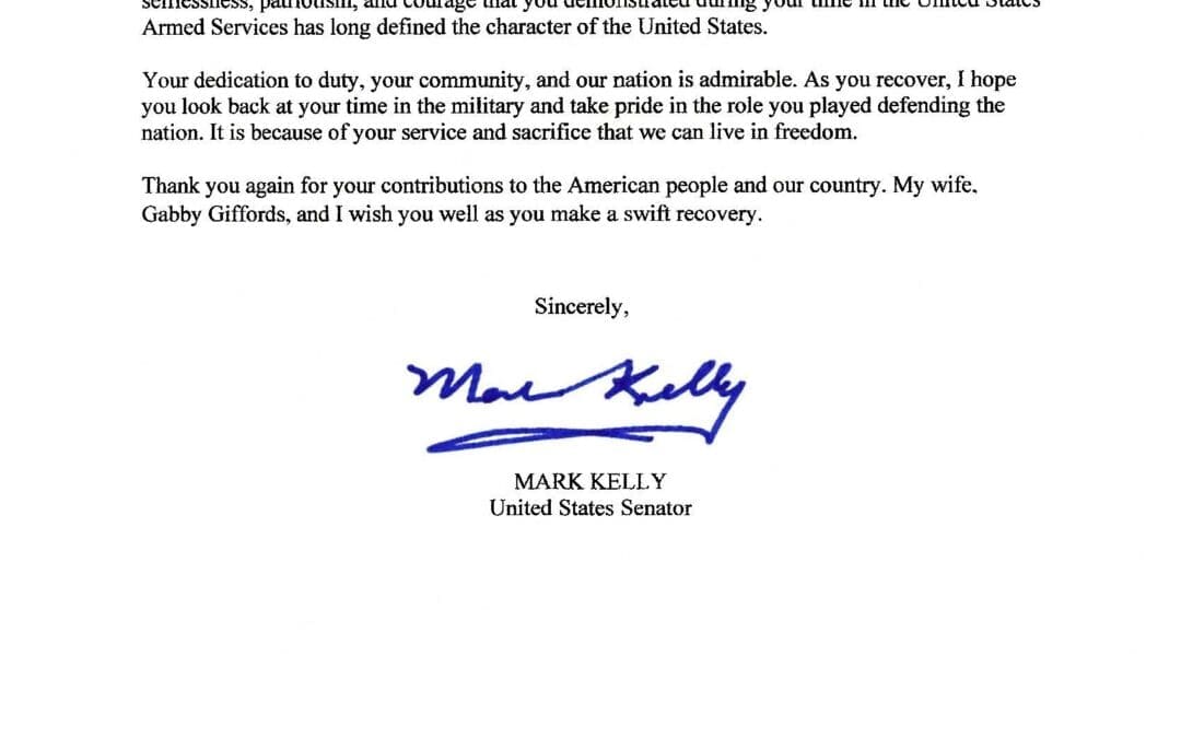 A letter on official Arizona letterhead acknowledging the work of Post 64.