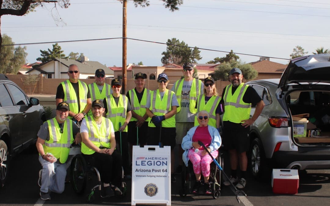 Post 64 members and volunteers gather at an April 2026 community event.